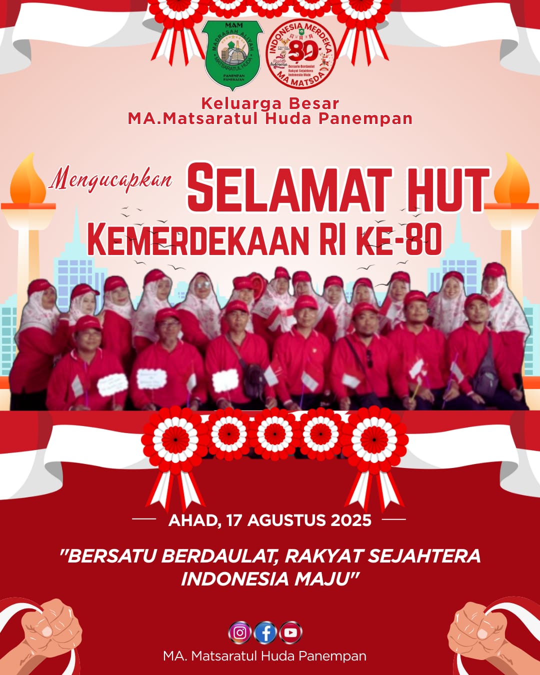 MA Matsaratul Huda Gelar Upacara Khidmat HUT RI ke-80 di Lingkungan Pondok Pesantren